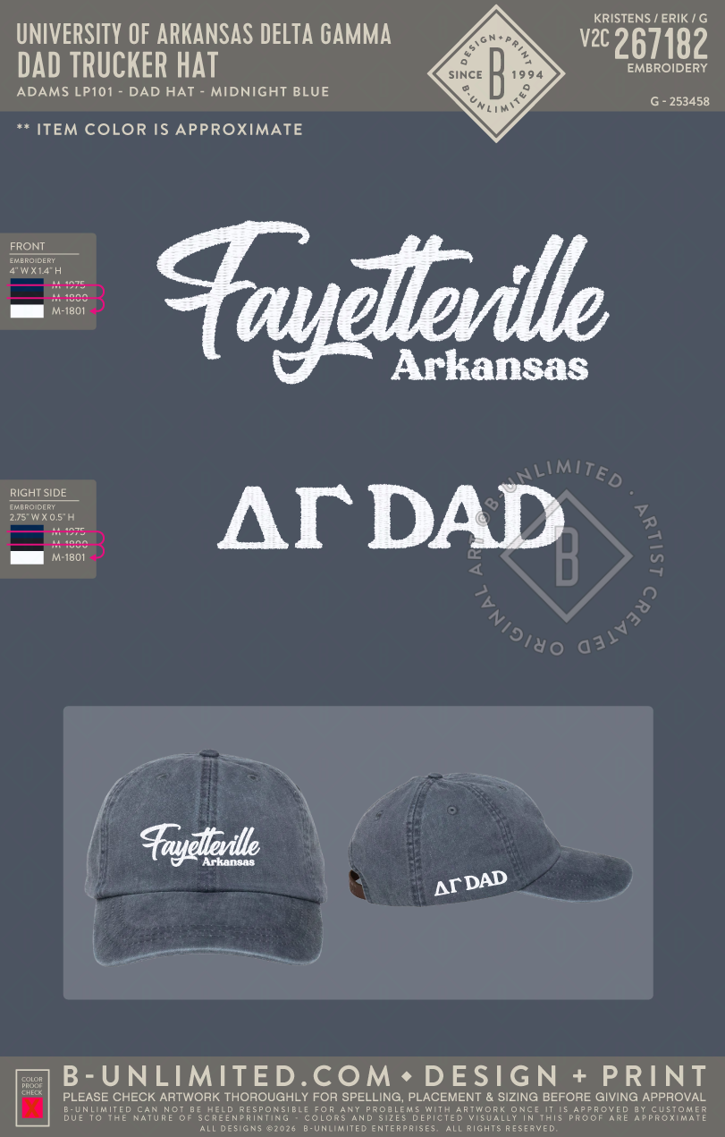 University of Arkansas Delta Gamma - Dad Trucker Hat - Adams - LP101 - Hat - Midnight Blue