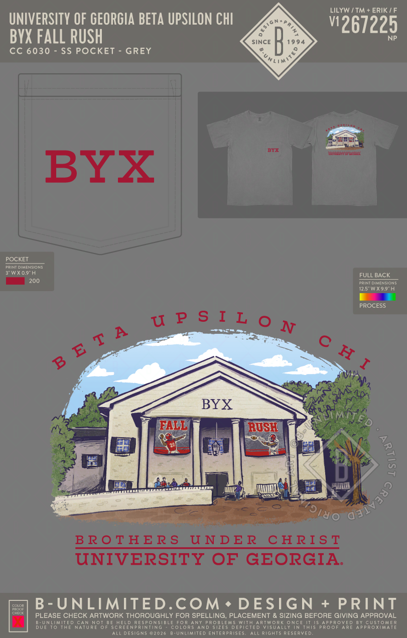 UGA BYX - BYX Fall Rush - CC - 6030 - SS Pocket - Grey