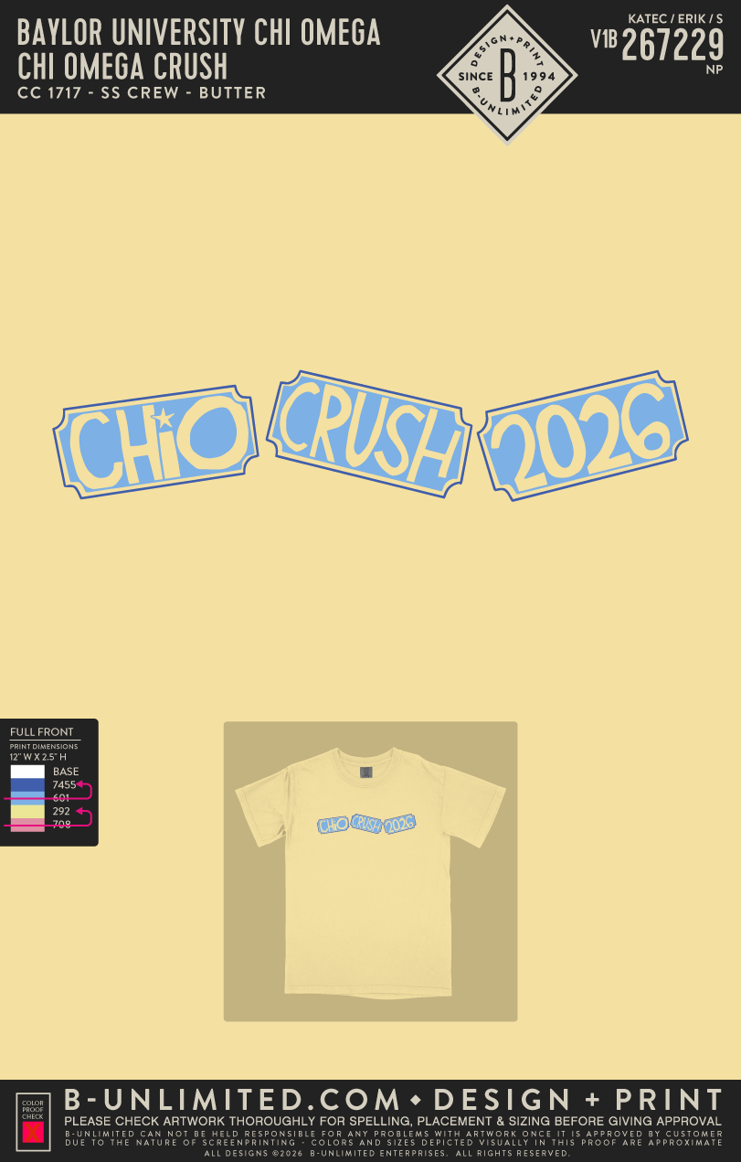 Baylor University Chi Omega - Chi Omega Crush - CC - 1717 - SS Crew - Butter