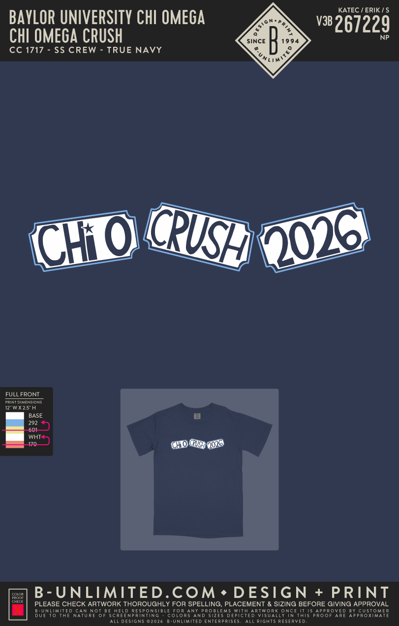 Baylor University Chi Omega - Chi Omega Crush - CC - 1717 - SS Crew - True Navy