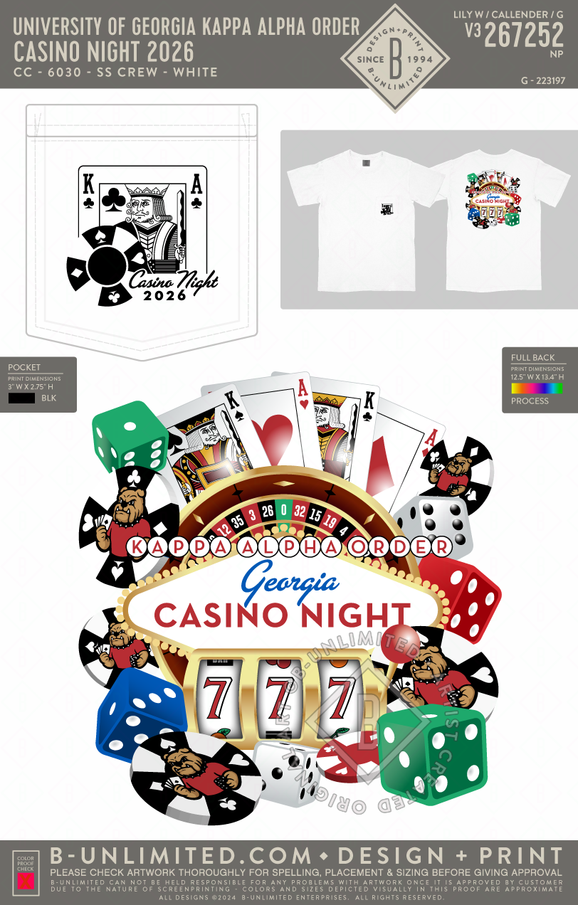University of Georgia Kappa Alpha Order - Casino Night 2026 - CC - 6030 - SS Pocket - White
