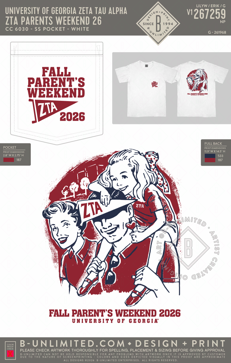 University of Georgia Zeta Tau Alpha - ZTA Parents Weekend 26 - CC - 6030 - SS Pocket - White