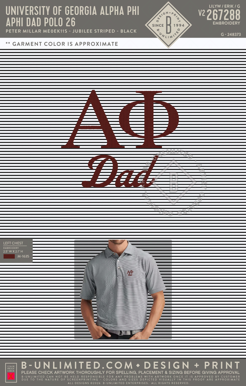UGA APHI - APHI Dad Polo 26 - Peter Millar - ME0EK11S - Men's Jubilee Striped Polo - Black