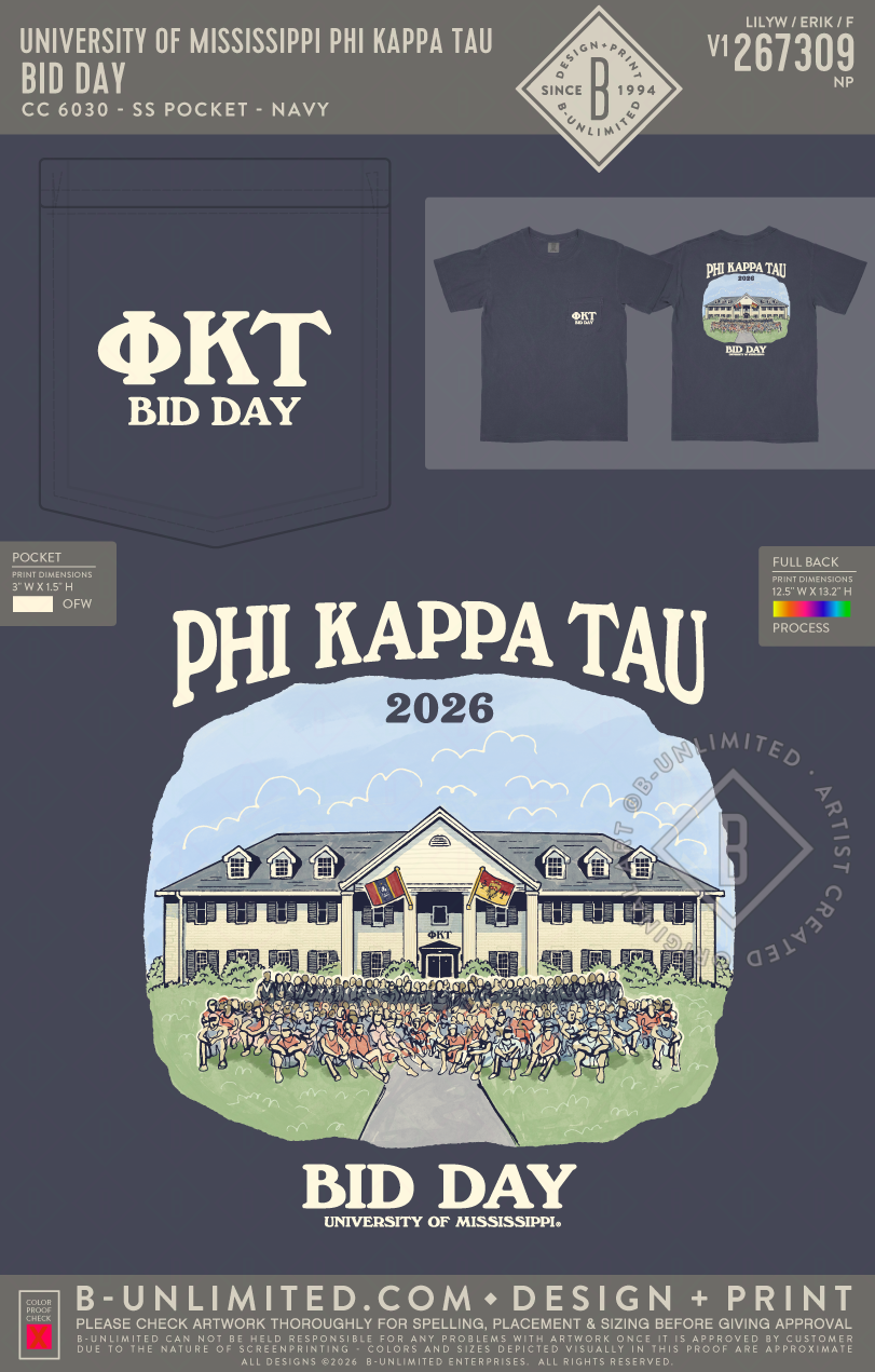 University of Mississippi Phi Kappa Tau - Bid Day - CC - 6030 - SS Pocket - True Navy