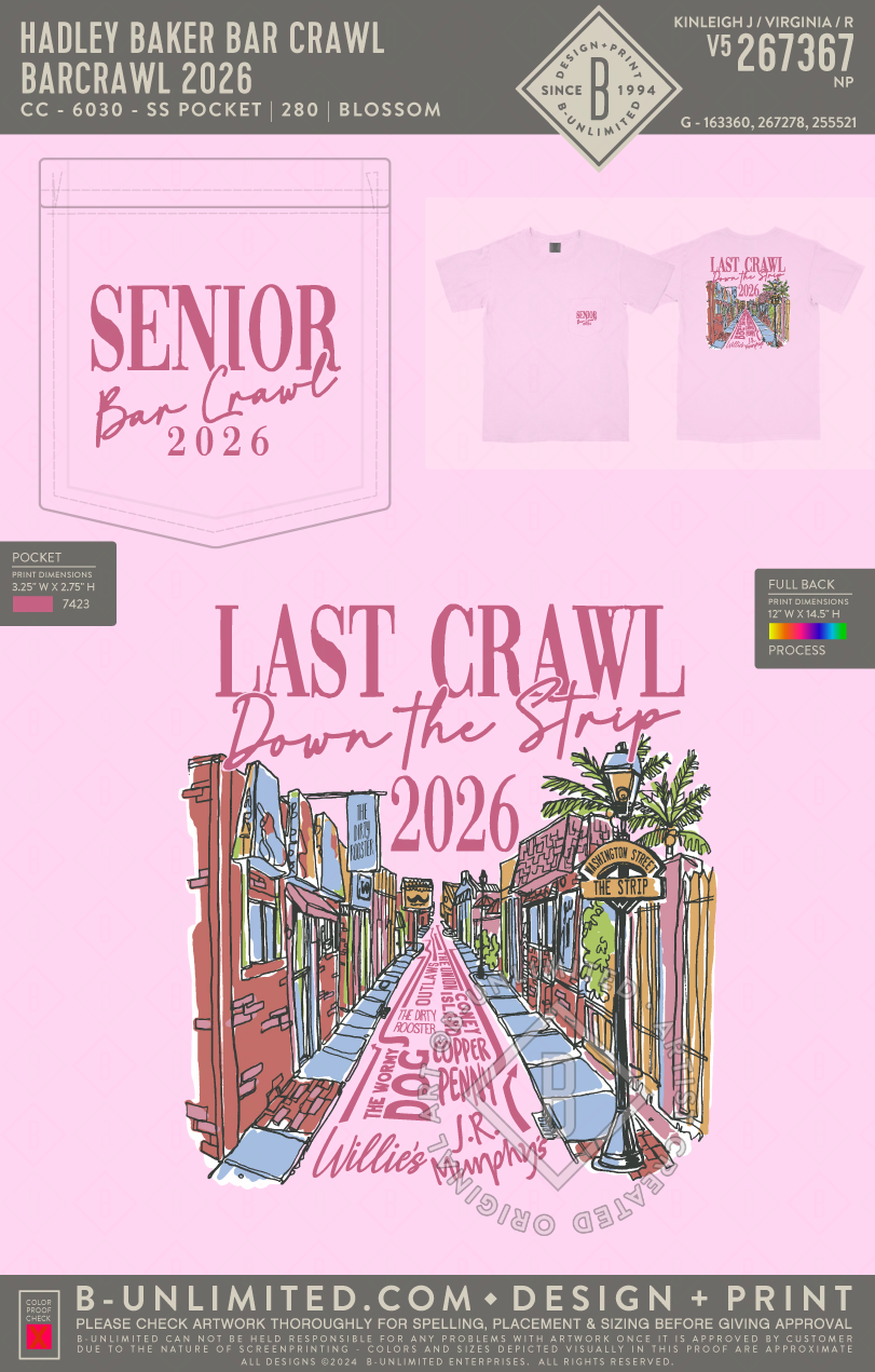 Hadley Baker Bar Crawl - Barcrawl 2026 - CC - 6030 - SS Pocket - Blossom