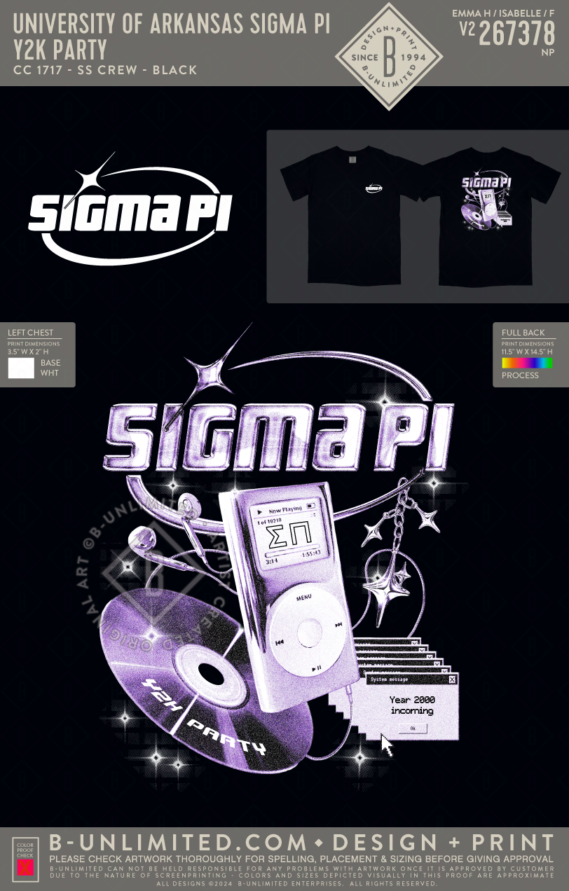 University of Arkansas Sigma Pi - Y2K Party - CC - 1717 - SS Crew - Black