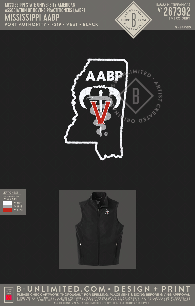 Mississippi State University American Association of Bovine Practitioners (AABP) - Mississippi AABP - Port Authority - F219 - Vest - Black