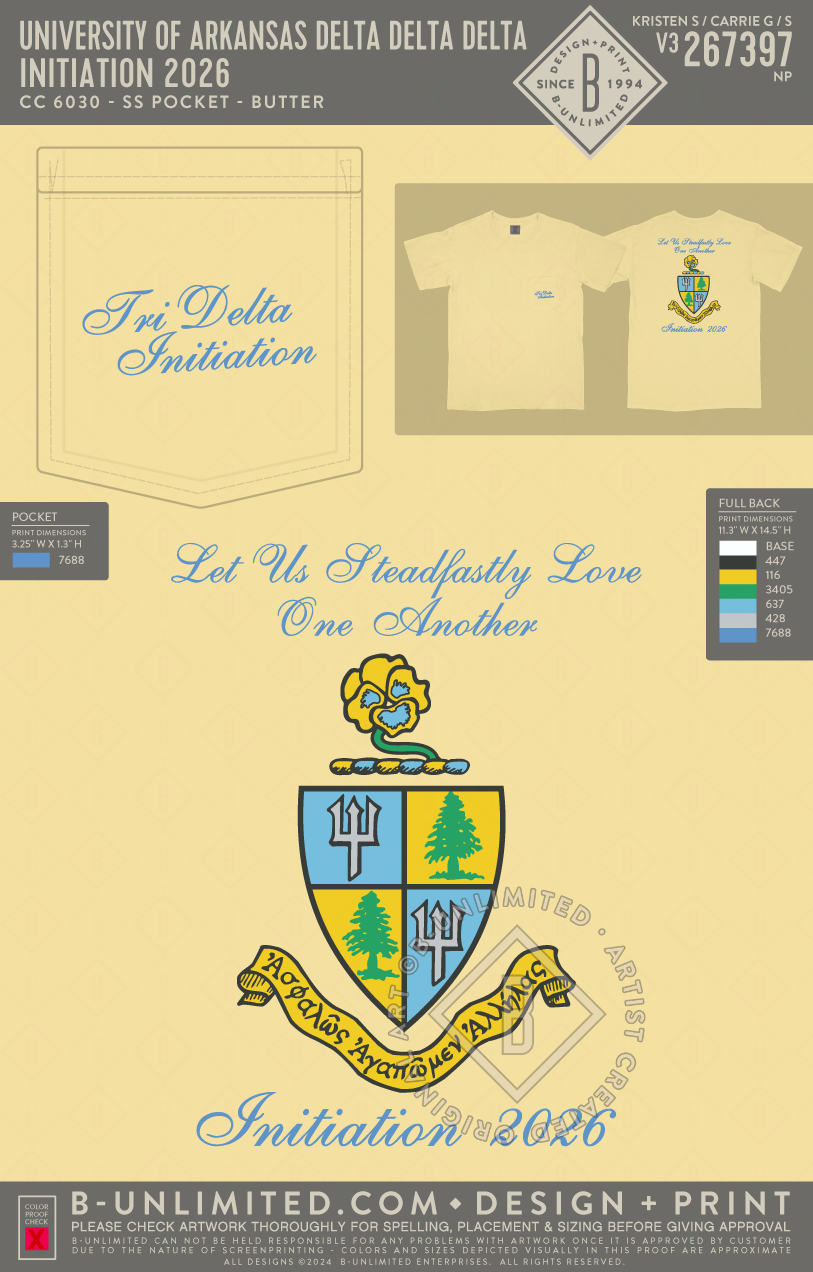 University of Arkansas Delta Delta Delta - Initiation 2026 - CC - 6030 - SS Pocket - Butter