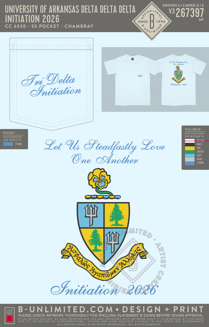 University of Arkansas Delta Delta Delta - Initiation 2026 - CC - 6030 - SS Pocket - Chambray