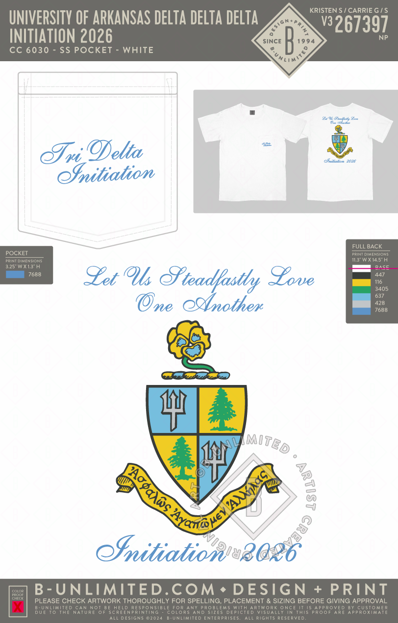 University of Arkansas Delta Delta Delta - Initiation 2026 - CC - 6030 - SS Pocket - White