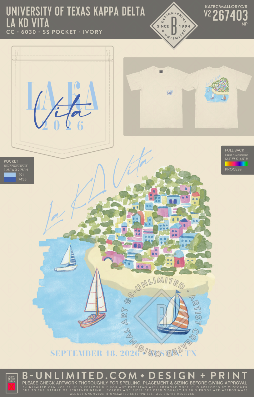 University of Texas Kappa Delta - La KD Vita - CC - 6030 - SS Pocket - Ivory