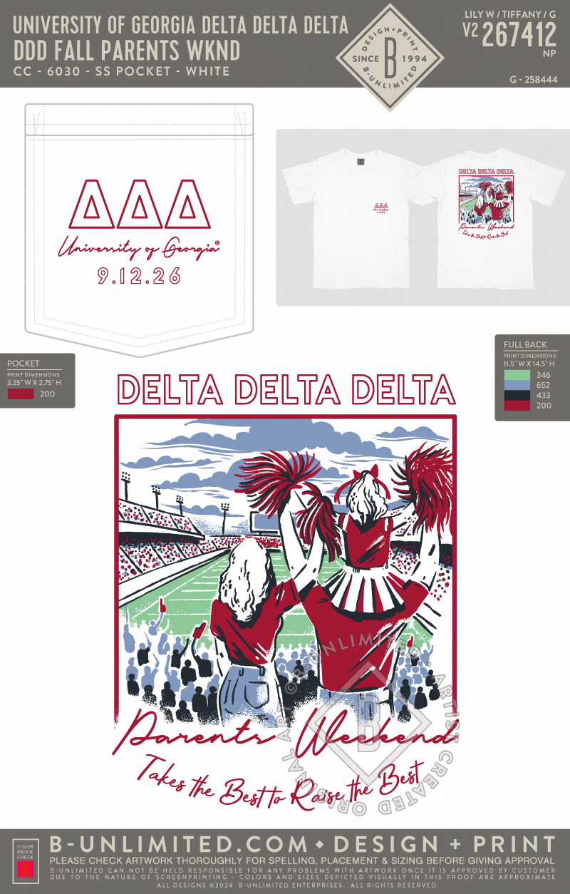 University of Georgia Delta Delta Delta - DDD Fall Parents WKND - CC - 6030 - SS Pocket - White