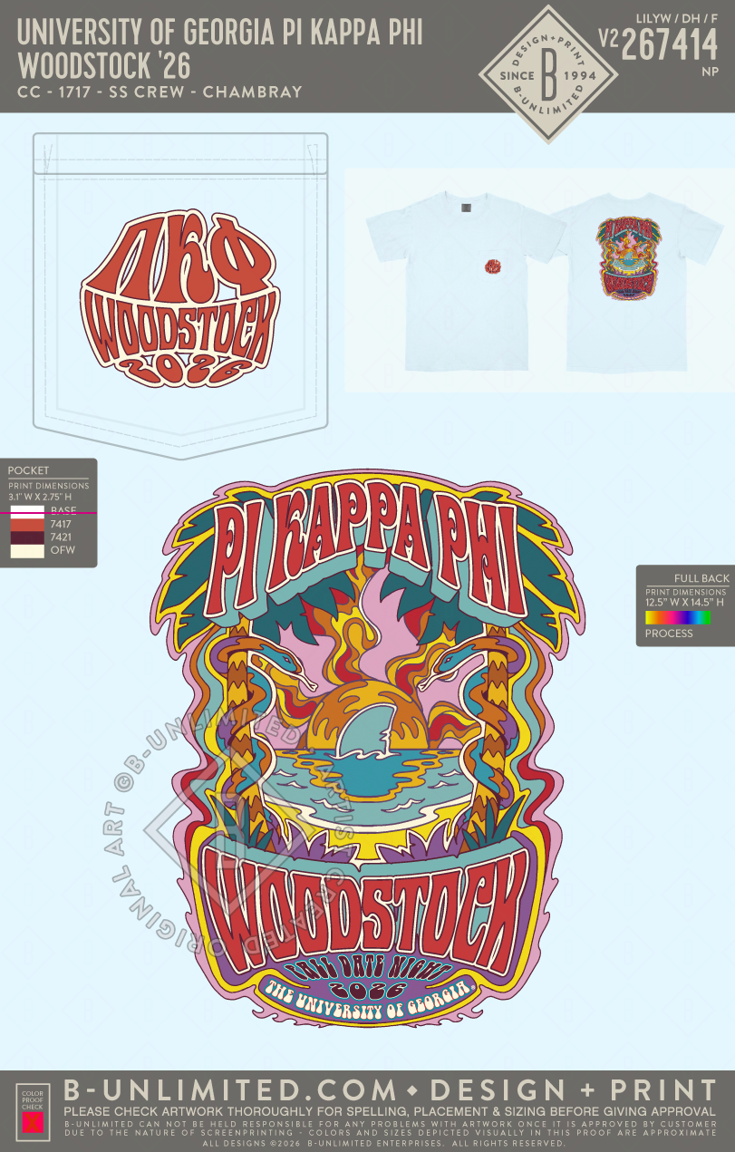 University of Georgia Pi Kappa Phi - Woodstock '26 - CC - 6030 - SS Crew - Chambray