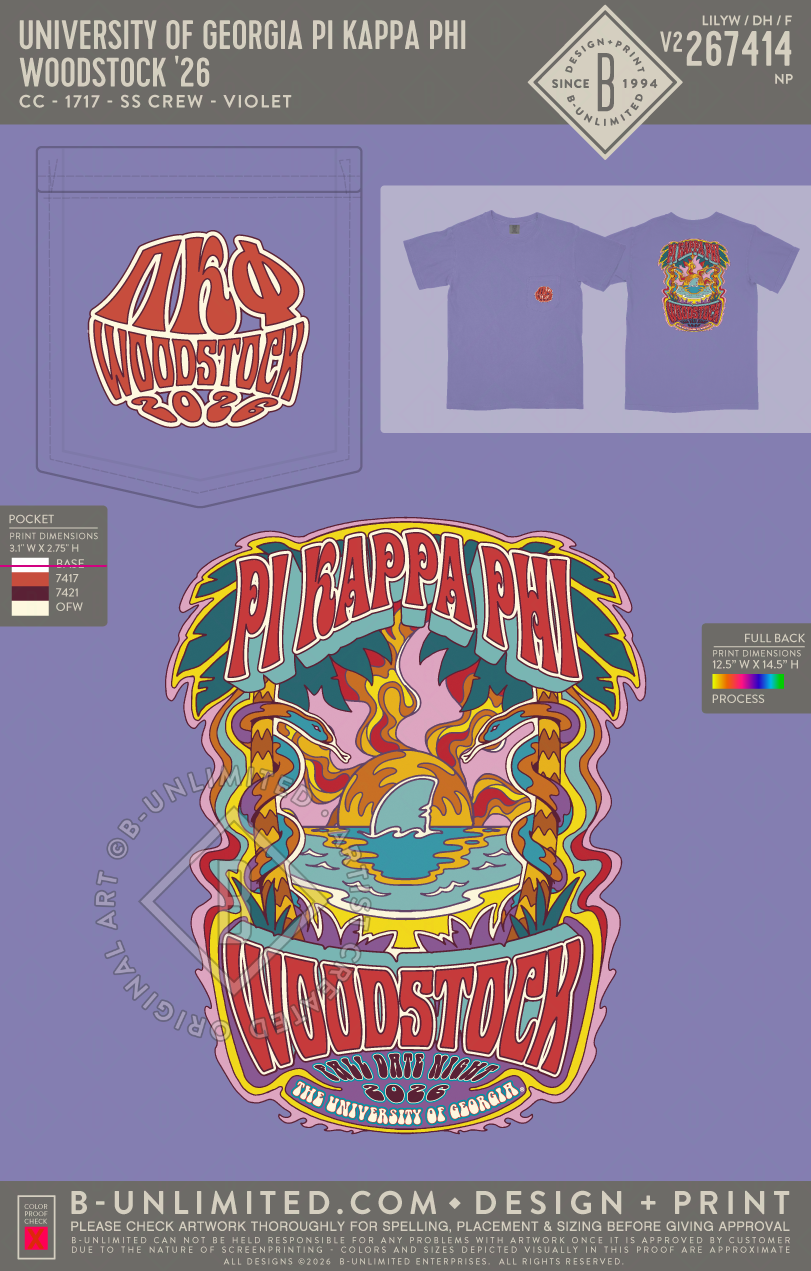 University of Georgia Pi Kappa Phi - Woodstock '26 - CC - 6030 - SS Crew - Violet