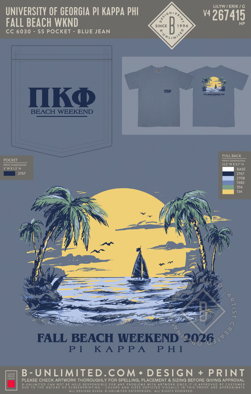 University of Georgia Pi Kappa Phi - Fall Beach WKND - CC - 6030 - SS Pocket - Blue Jean