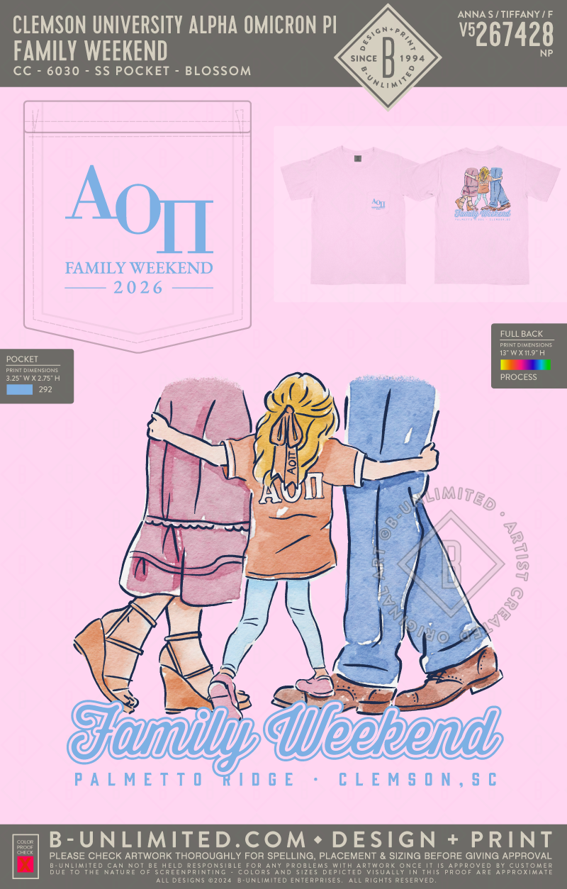 Clemson University Alpha Omicron Pi - Family weekend - CC - 6030 - SS Pocket - Blossom