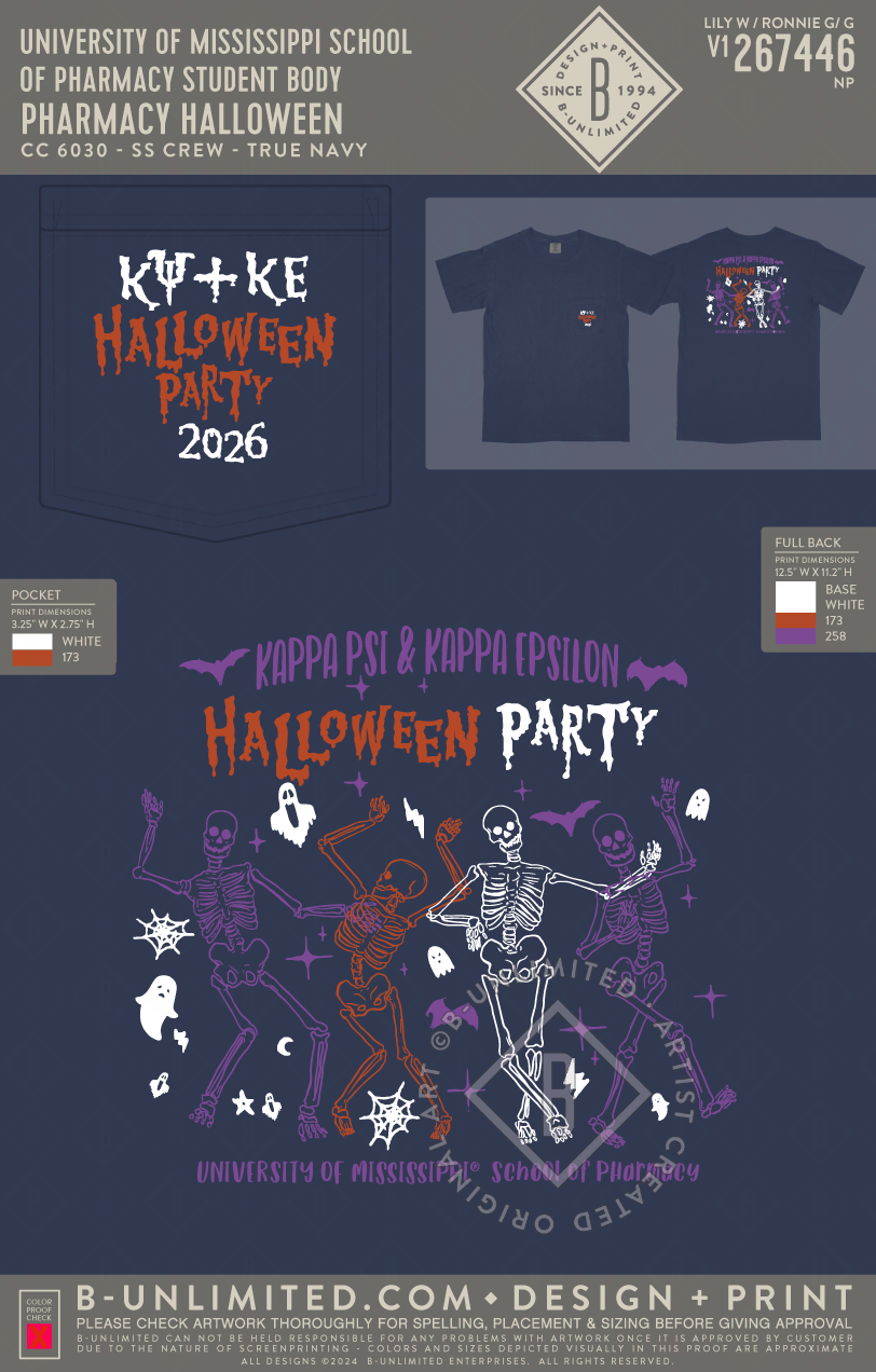 University of Mississippi School of Pharmacy Student Body - Pharmacy Halloween - CC - 6030 - SS Pocket - True Navy