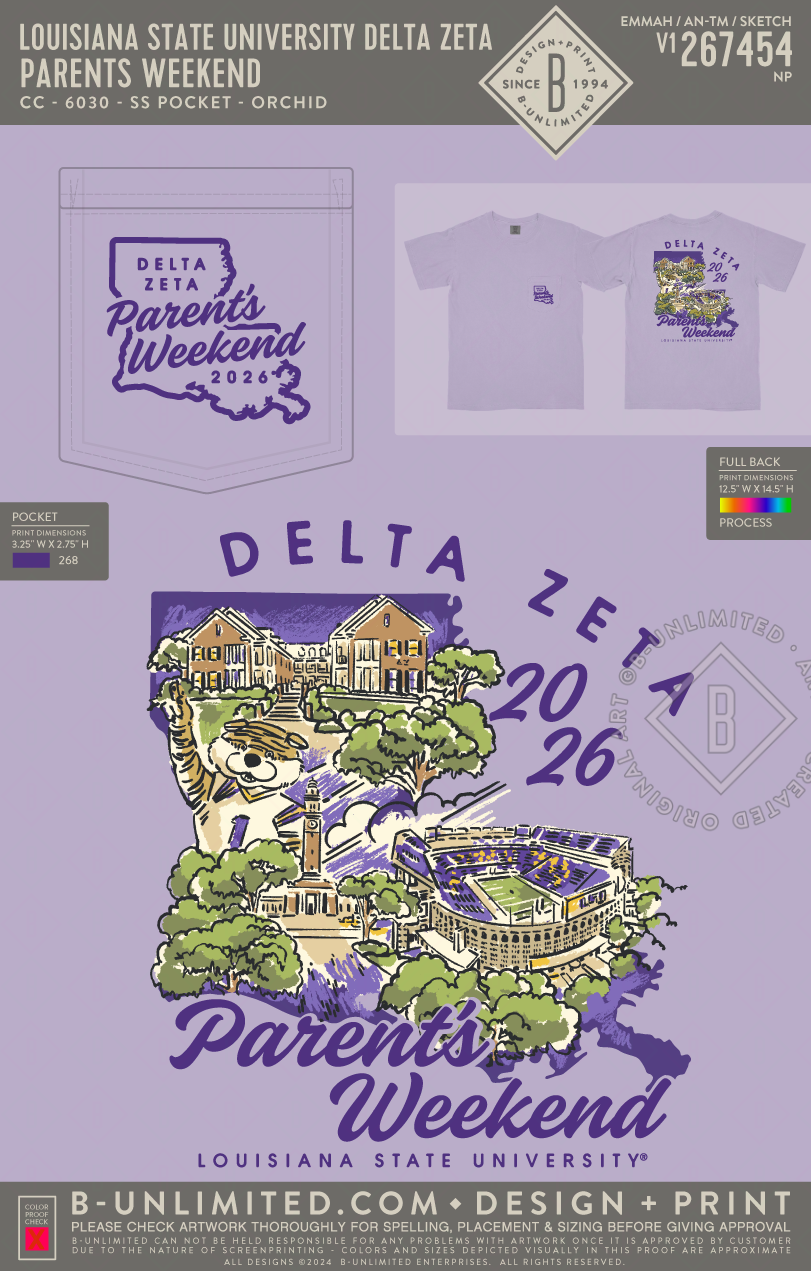 Louisiana State University Delta Zeta - Parents Weekend - CC - 6030 - SS Pocket - Orchid