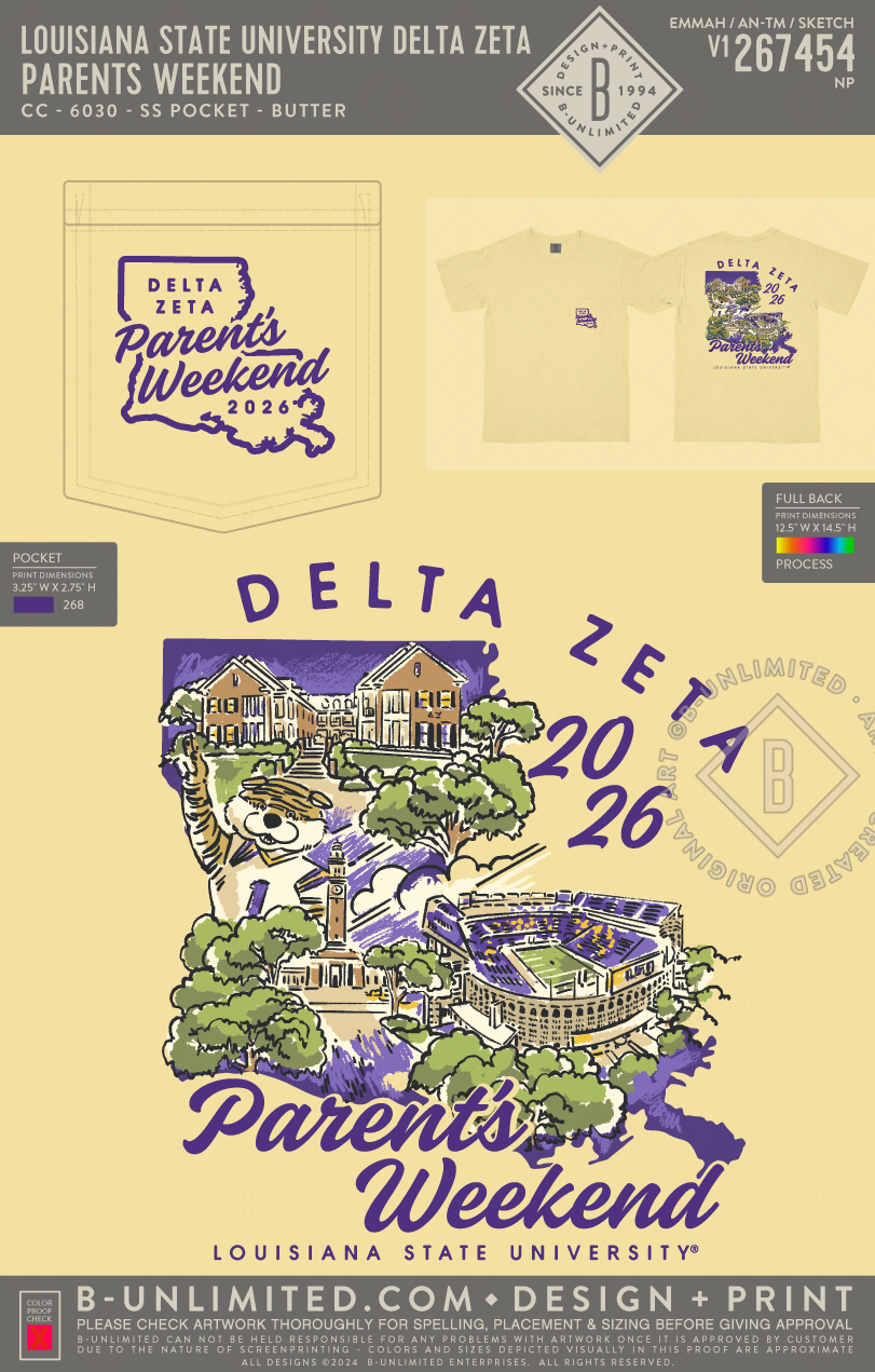 Louisiana State University Delta Zeta - Parents Weekend - CC - 6030 - SS Pocket - Butter