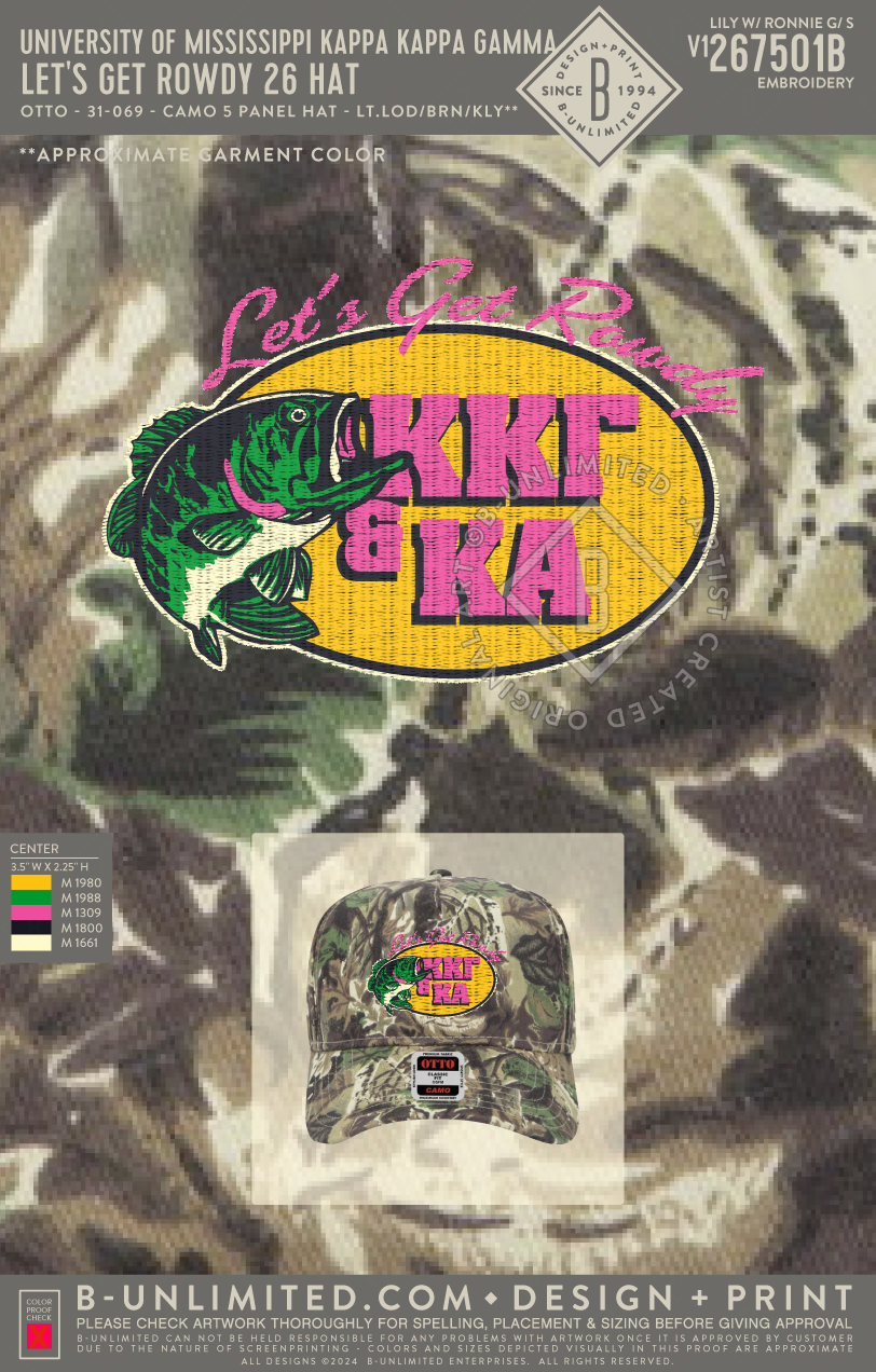 University of Mississippi Kappa Kappa Gamma - Let's get Rowdy 26 Hat - Otto Cap - 31-069 - Baseball Cap - Lt.Lod/Brn/Kly