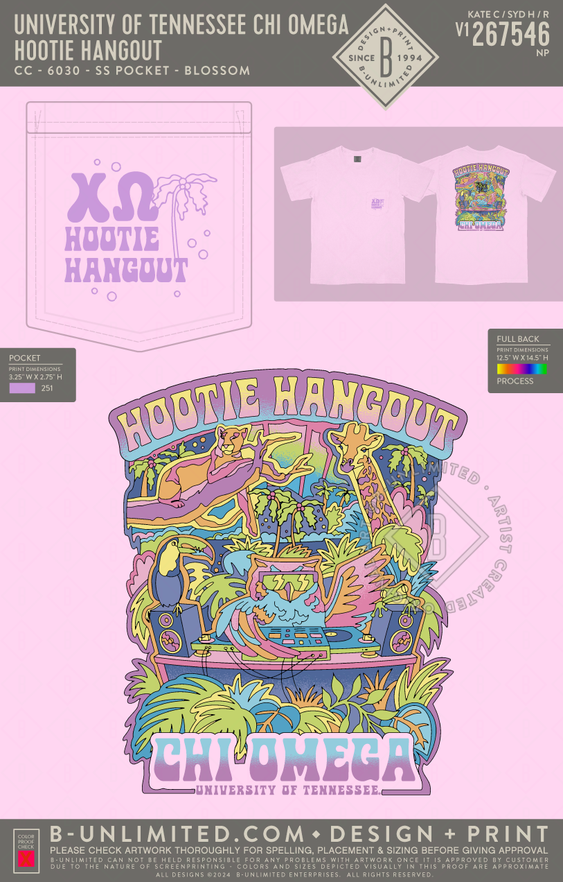 University of Tennessee Chi Omega - Hootie Hangout - CC - 6030 - SS Pocket - Blossom