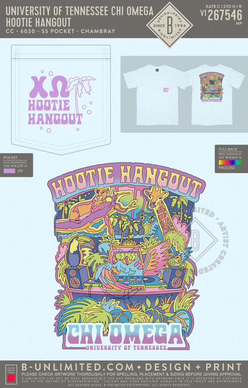 University of Tennessee Chi Omega - Hootie Hangout - CC - 6030 - SS Pocket - Chambray