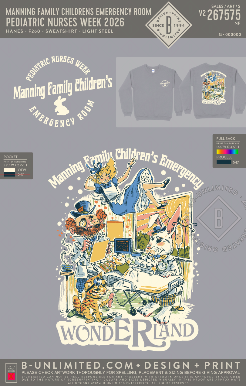 Manning Family Childrens Emergency Room - Pediatric Nurses Week 2026 - Hanes - F260 - Sweatshirt - Light Steel