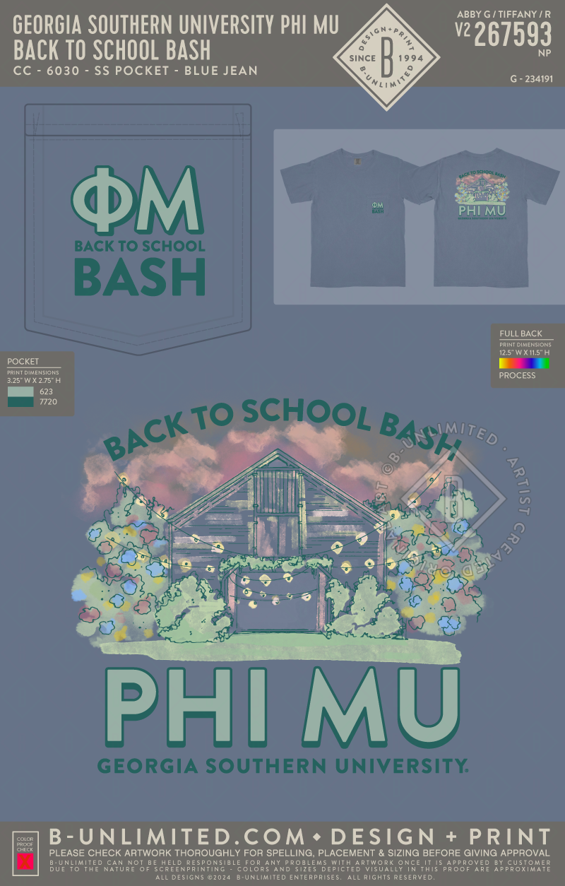 Georgia Southern University Phi Mu - Back to School Bash - CC - 6030 - SS Pocket - Blue Jean