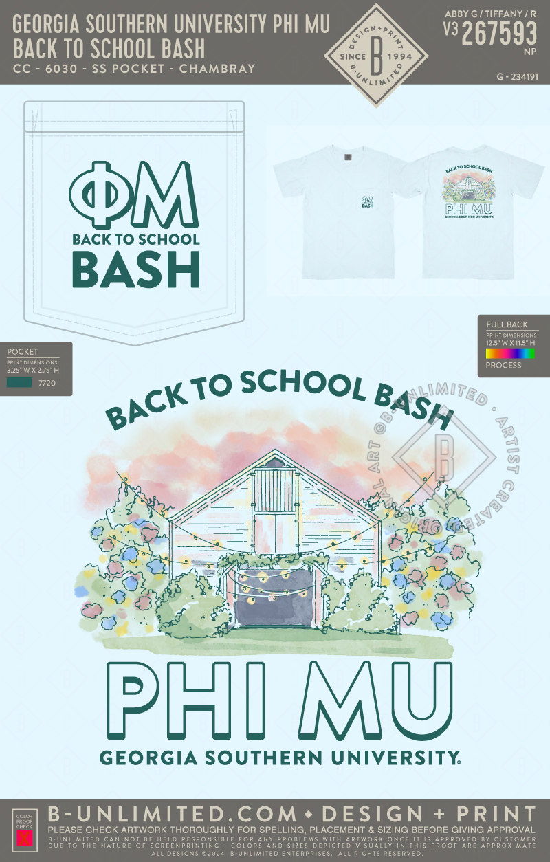 Georgia Southern University Phi Mu - Back to School Bash - CC - 6030 - SS Pocket - Chambray