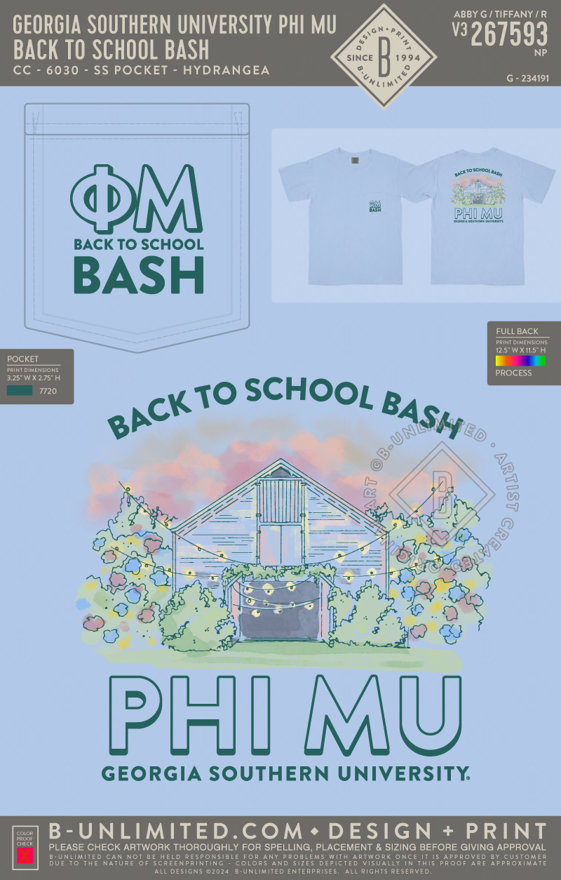 Georgia Southern University Phi Mu - Back to School Bash - CC - 6030 - SS Pocket - Hydrangea