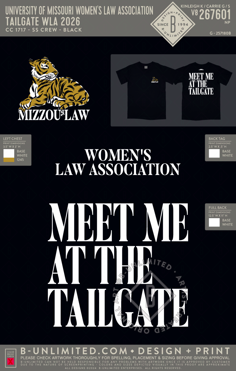 University of Missouri Women's Law Association - Tailgate WLA 2026 - CC - 1717 - SS Crew - Black