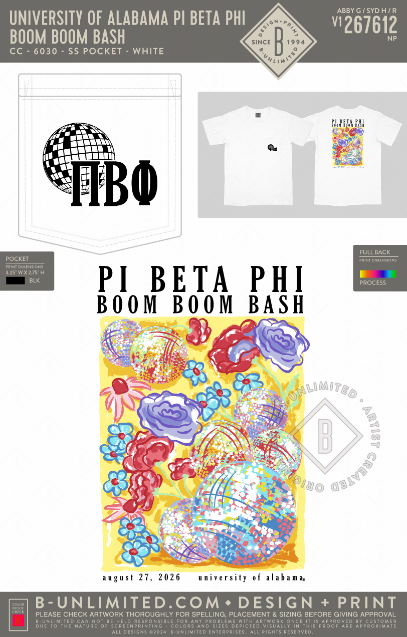 University of Alabama Pi Beta Phi - Boom Boom Bash - CC - 6030 - SS Pocket - White