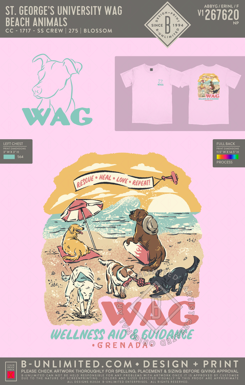 St. George's University WAG - Beach Animals - CC - 6030 - SS Pocket - Blossom