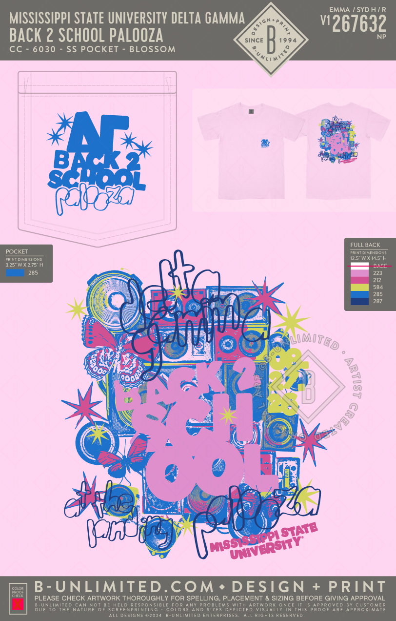 Mississippi State University Delta Gamma - Back 2 School Palooza - CC - 6030 - SS Pocket - Blossom