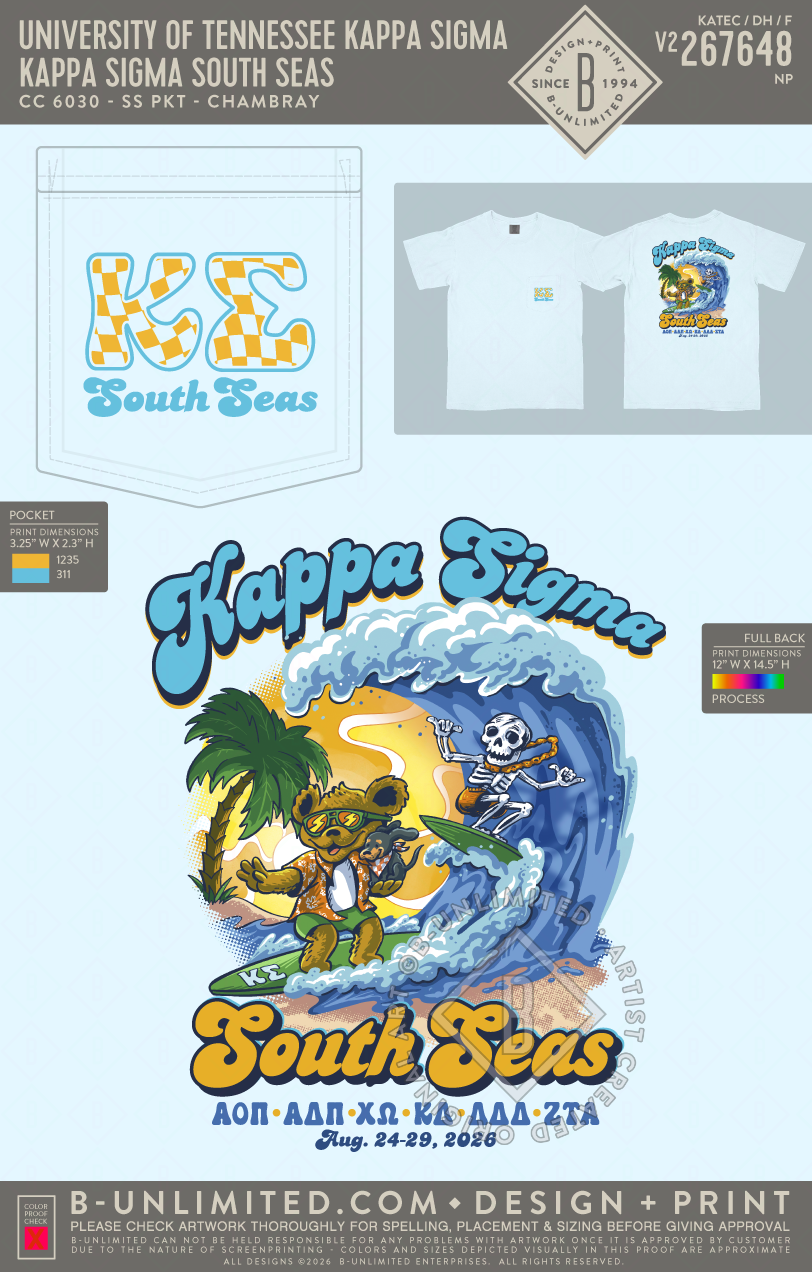 University of Tennessee Kappa Sigma - Kappa Sigma South Seas - CC - 6030 - SS Pocket - Chambray
