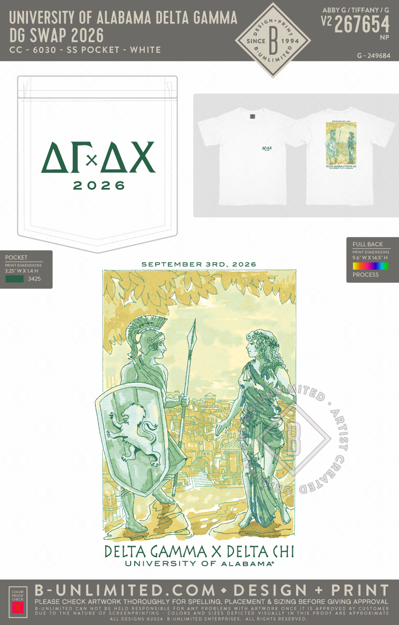 University of Alabama Delta Gamma - DG Swap 2026 - CC - 6030 - SS Pocket - White