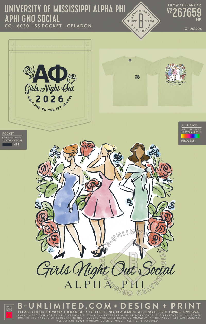 University of Mississippi Alpha Phi - APHI GNO Social - CC - 6030 - SS Pocket - Celadon