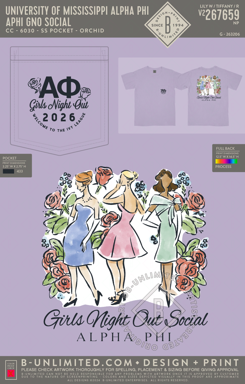 University of Mississippi Alpha Phi - APHI GNO Social - CC - 6030 - SS Pocket - Orchid