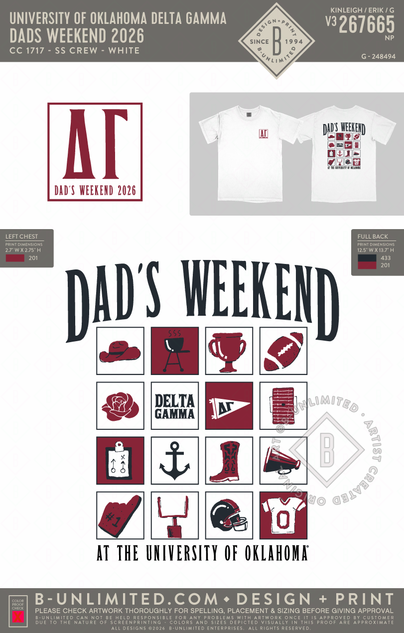 University of Oklahoma Delta Gamma - Dads Weekend 2026 - CC - 6030 - SS Pocket - White
