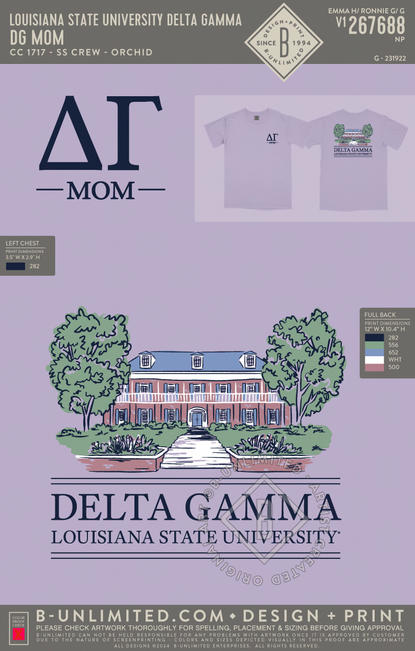 Louisiana State University Delta Gamma - DG MOM - CC - 6030 - SS Pocket - Orchid