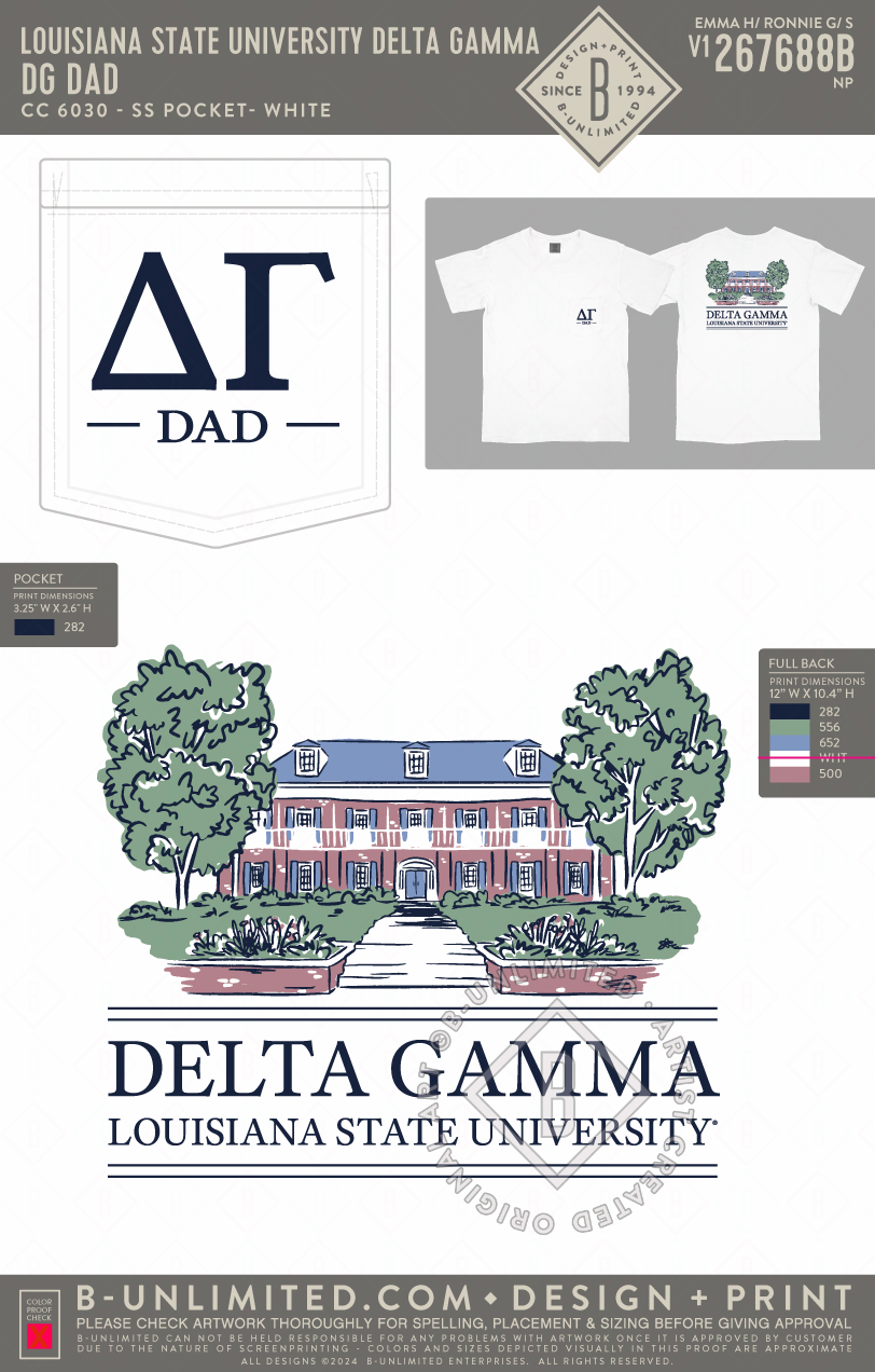 Louisiana State University Delta Gamma - DG DAD - CC - 6030 - SS Pocket - White