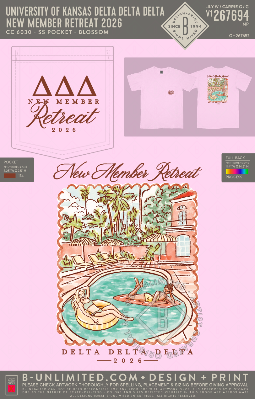 University of Kansas Delta Delta Delta - New Member Retreat 2026 - CC - 6030 - SS Pocket - Blossom