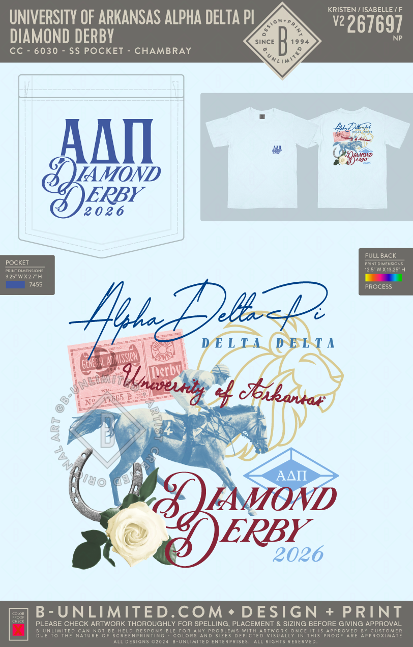 University of Arkansas Alpha Delta Pi - Diamond Derby - CC - 6030 - SS Pocket - Chambray