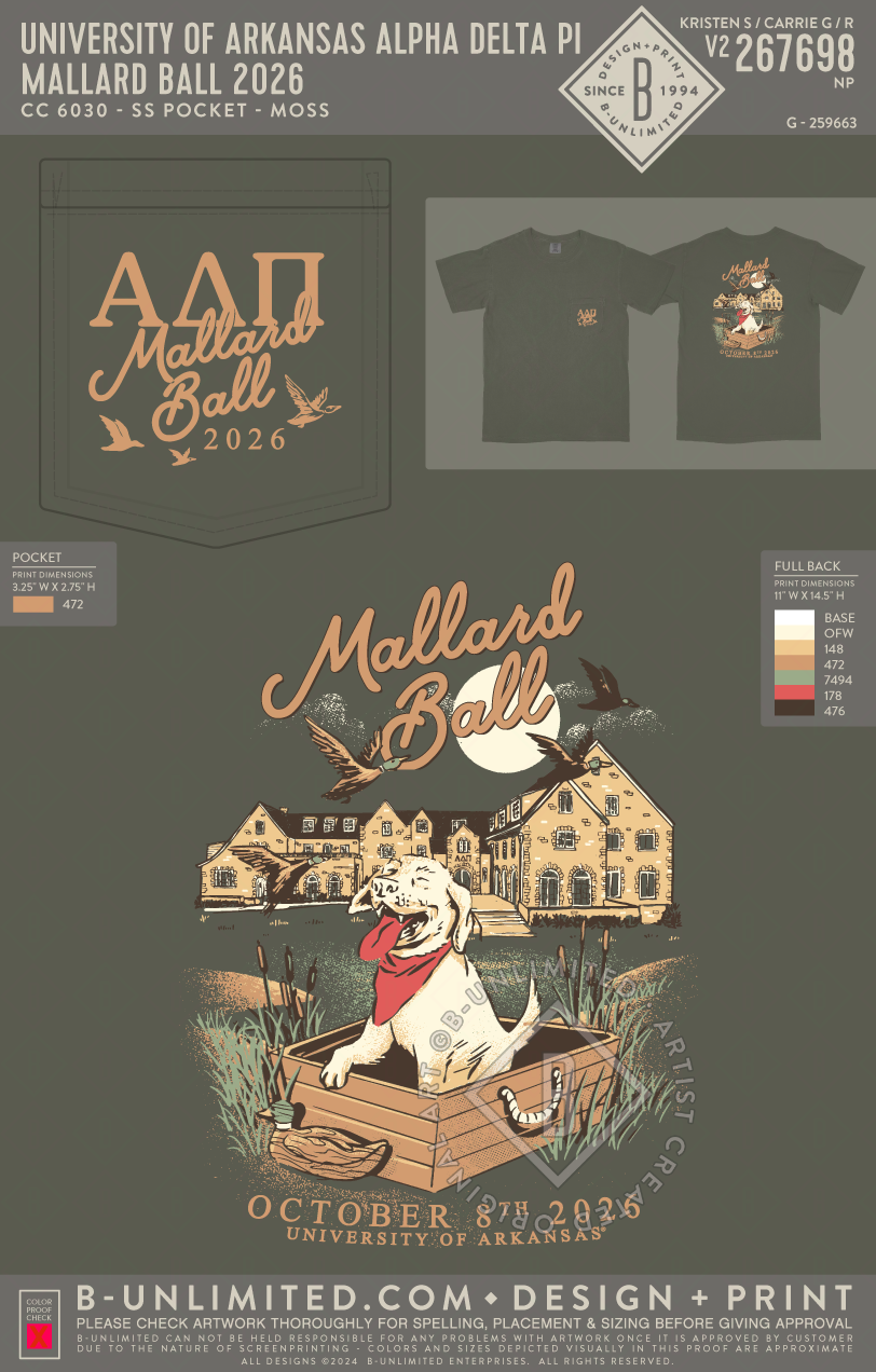 University of Arkansas Alpha Delta Pi - Mallard Ball 2026 - CC - 6030 - SS Pocket - Moss