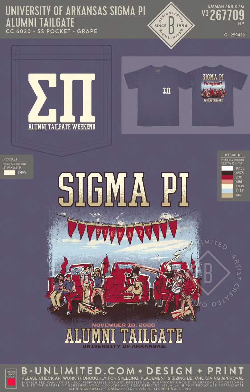 University of Arkansas Sigma Pi - Alumni Tailgate - CC - 6030 - SS Pocket - Grape