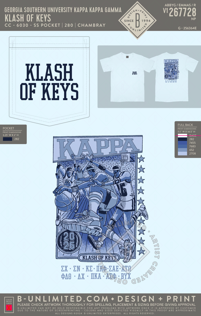 Georgia Southern University Kappa Kappa Gamma - Klash of Keys - CC - 6030 - SS Pocket - Chambray