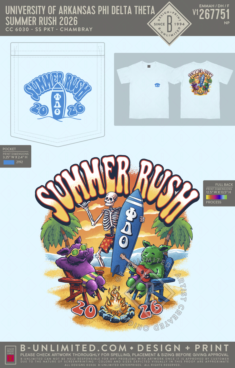 University of Arkansas Phi Delta Theta - Summer Rush 2026 - CC - 6030 - SS Pocket - Chambray