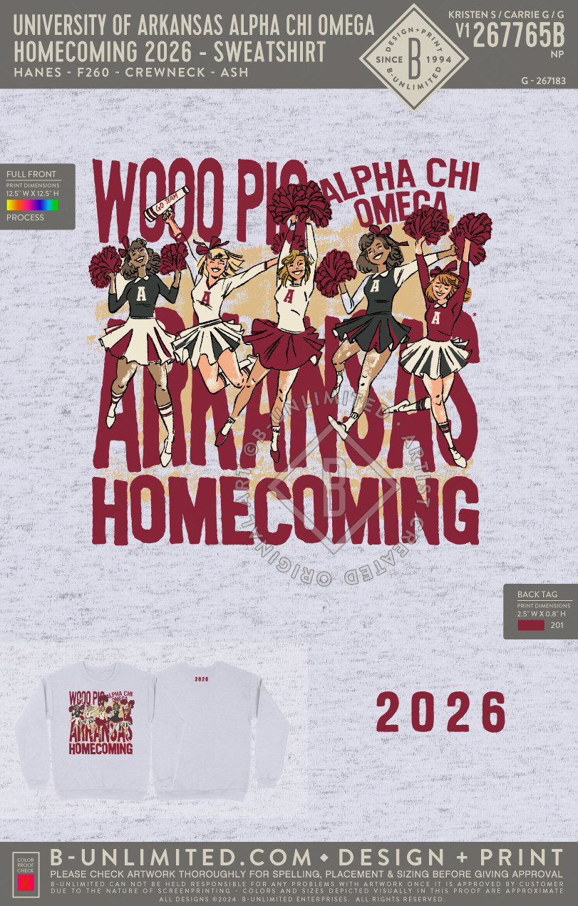 UofA AXO - Homecoming 2026 (Sweatshirt) - Hanes - F260 - Sweatshirt - Ash