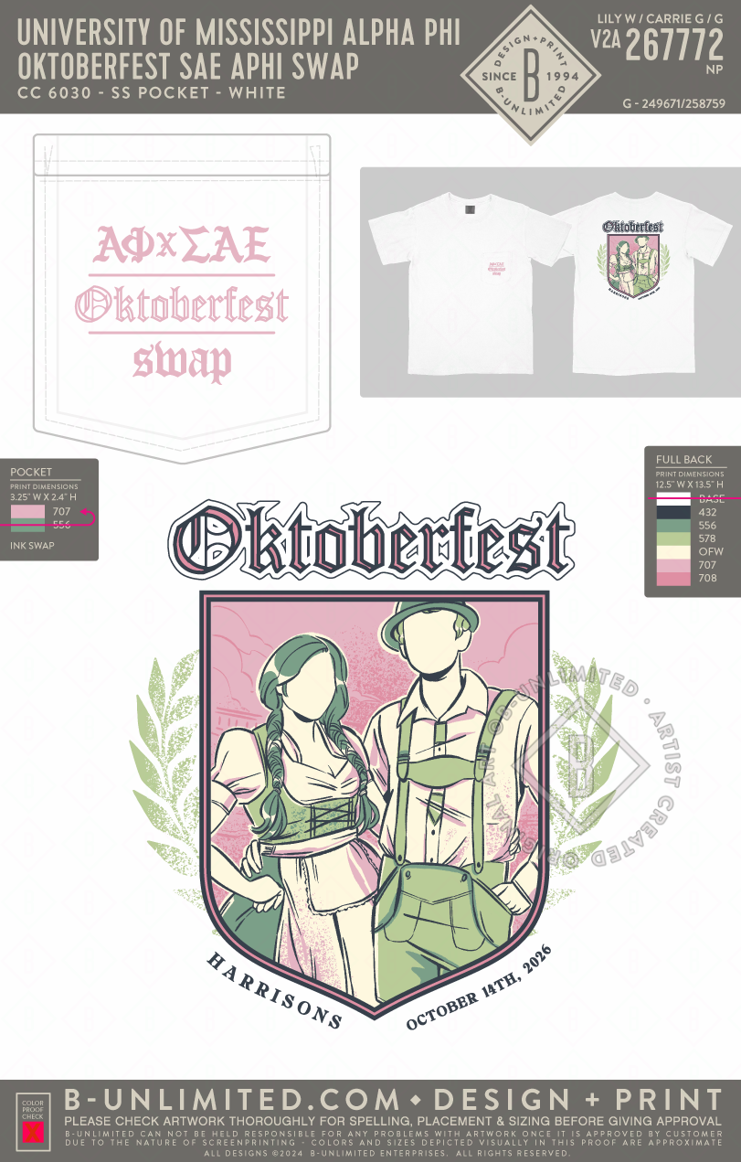 University of Mississippi Alpha Phi - Oktoberfest SAE APHI Swap - CC - 6030 - SS Pocket - White