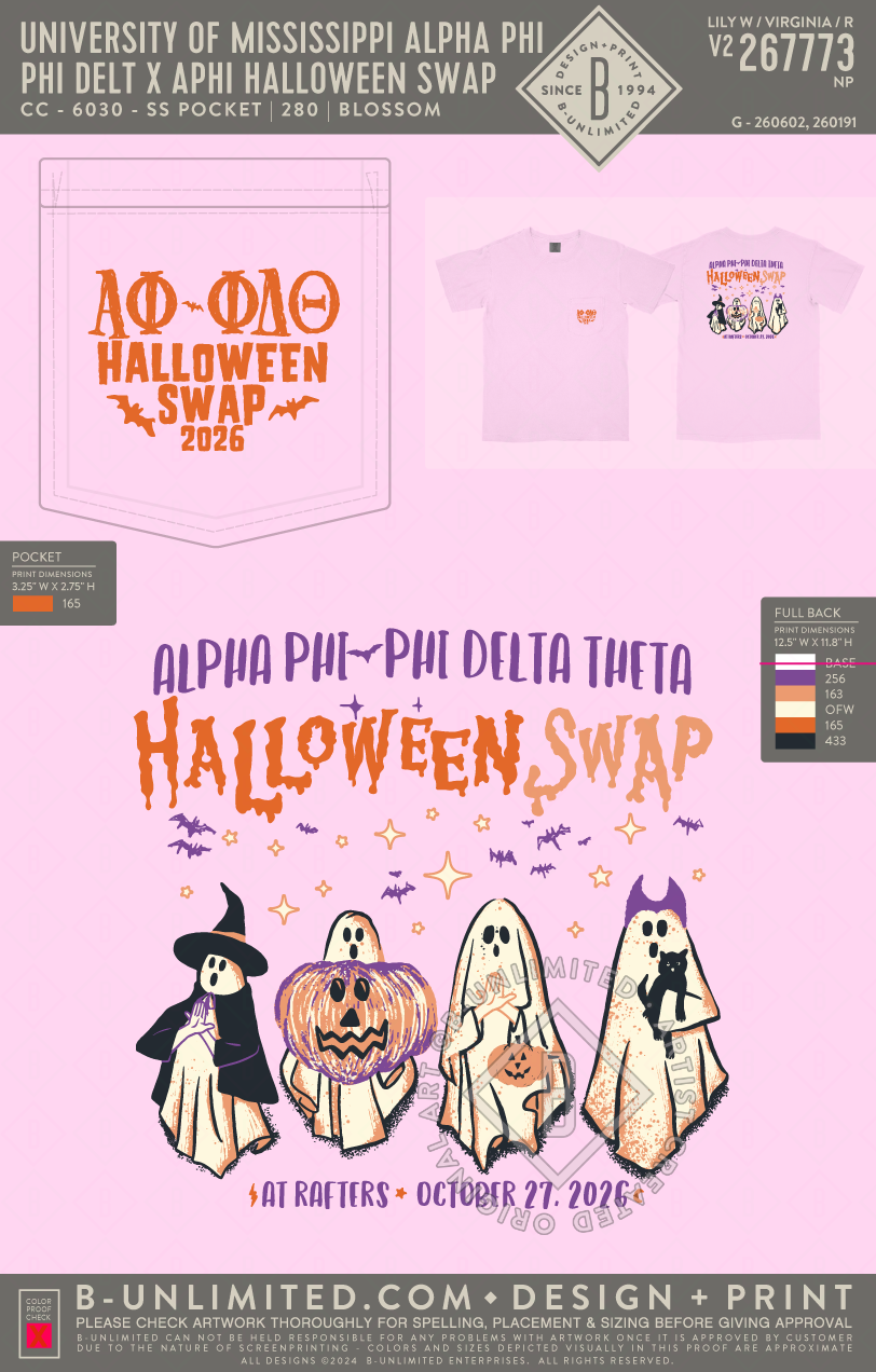 University of Mississippi Alpha Phi - Phi Delt x APhi Halloween Swap - CC - 6030 - SS Pocket - Blossom